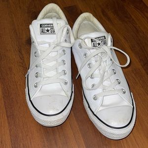 White Leather Converse Shoes 7 men’s/9 women’s